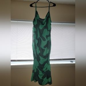 Ava & Viv Green mesh bodycon midi dress 1X